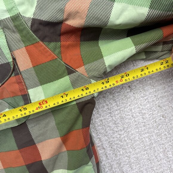 Y2K Burton Jacket Womens S Green / Orange Plaid Hooded Snowboarding / Ski - Picture 7 of 14